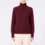 S MAX MARA SMMMantova Wool and Cashmere Yarn Polo Neck Sweater in Bordeaux