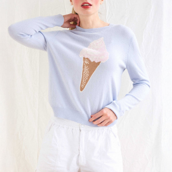 JUMPER 1234 Ice Cream Crew Neck Cashmere Jumper in Azure/Multi