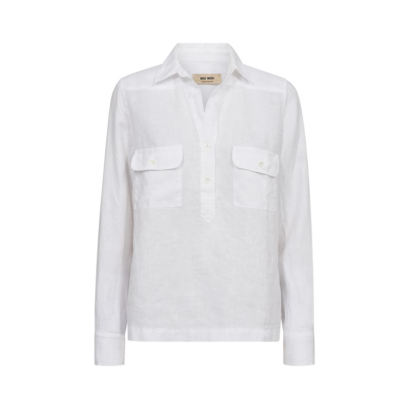 MOS MOSH MMEnna Linen Pocket Blouse in White