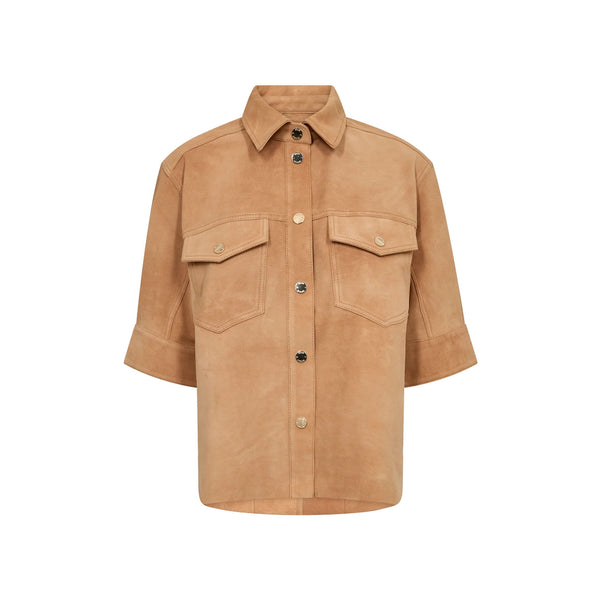 MOS MOSH MMSigga SS Suede Shirt in Tan