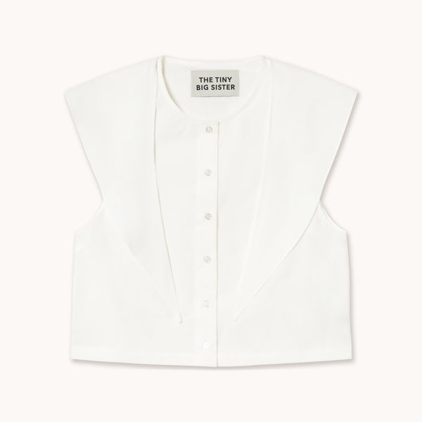 THE TINY BIG SISTER Scarf Neck Blouse in Off White