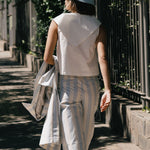 THE TINY BIG SISTER Scarf Neck Blouse in Off White