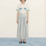 THE TINY BIG SISTER Flowers Skirt in Off White/Green