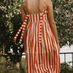 THE TINY BIG SISTER Striped Bows Dress in Orange