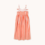 THE TINY BIG SISTER Striped Bows Dress in Orange