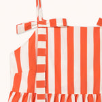 THE TINY BIG SISTER Striped Bows Dress in Orange