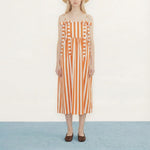 THE TINY BIG SISTER Striped Bows Dress in Orange