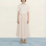 THE TINY BIG SISTER Thin Stripes Bow Skirt in Off White