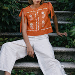 THE TINY BIG SISTER Embroidered Top  in Orange