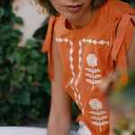 THE TINY BIG SISTER Embroidered Top  in Orange