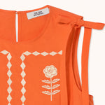 THE TINY BIG SISTER Embroidered Top  in Orange
