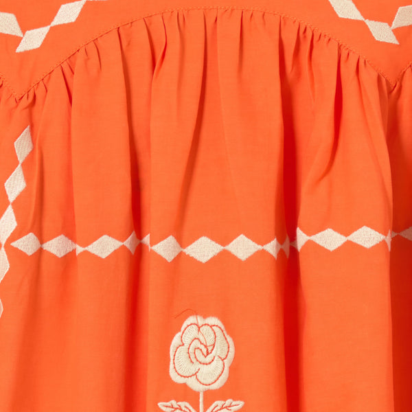 THE TINY BIG SISTER Embroidered Skirt in Orange