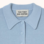THE TINY BIG SISTER Chloe Cherries Polo Sweater in Blue