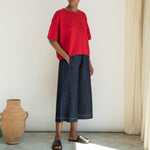 BEAUMONT ORGANIC Alessia Cotton Linen Knit Top in Scarlet