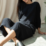 BEAUMONT ORGANIC Evora Cheesecloth Trousers in Black