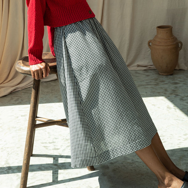 BEAUMONT ORGANIC Goldie-Cay Double Gauze Skirt in Monochrome Gingham