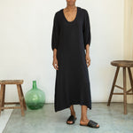 BEAUMONT ORGANIC Henrietta Cheesecloth Dress in Black