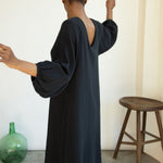 BEAUMONT ORGANIC Henrietta Cheesecloth Dress in Black