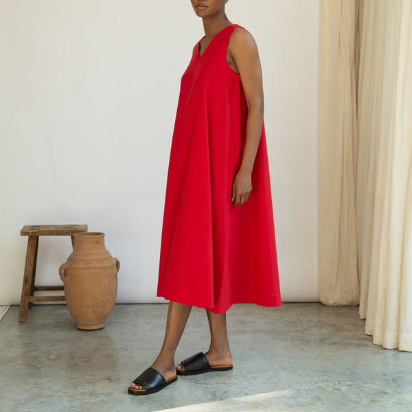 BEAUMONT ORGANIC Imogen-May Cotton Linen Dress in Scarlet