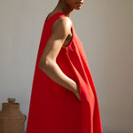 BEAUMONT ORGANIC Imogen-May Cotton Linen Dress in Scarlet