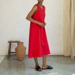 BEAUMONT ORGANIC Imogen-May Cotton Linen Dress in Scarlet