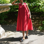 BEAUMONT ORGANIC Imogen-May Cotton Linen Dress in Scarlet
