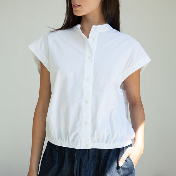 BEAUMONT ORGANIC Nancy Jersey & Poplin Shirt in White