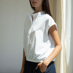 BEAUMONT ORGANIC Nancy Jersey & Poplin Shirt in White