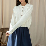 BEAUMONT ORGANIC Sugi Cotton Linen Knit Cardigan in Off White