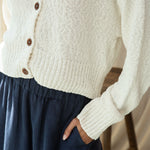 BEAUMONT ORGANIC Sugi Cotton Linen Knit Cardigan in Off White