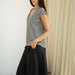 BEAUMONT ORGANIC Tamsin-Sue Cotton Jersey Stripe Top in Black/White