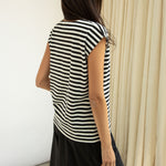 BEAUMONT ORGANIC Tamsin-Sue Cotton Jersey Stripe Top in Black/White