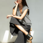 BEAUMONT ORGANIC Tamsin-Sue Cotton Jersey Stripe Top in Black/White