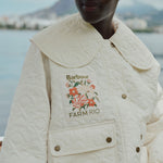 BARBOUR x FARM RIO Lotus Quilted Jacket in White Rose