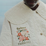 BARBOUR x FARM RIO Lotus Quilted Jacket in White Rose