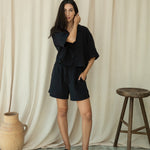 BEAUMONT ORGANIC Ameera Cheesecloth Shirt in Black