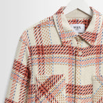 WAX LONDON Whiting Overshirt in Ecru/Red