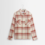 WAX LONDON Whiting Overshirt in Ecru/Red