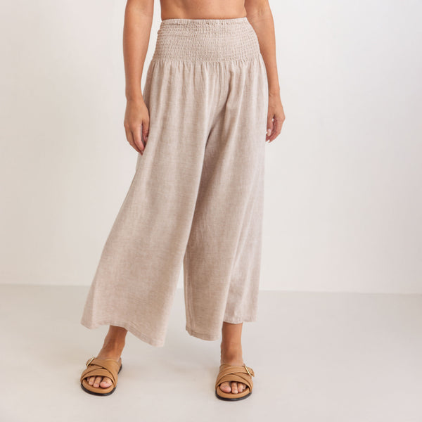 SEE SAW Shirring Pants in Natural