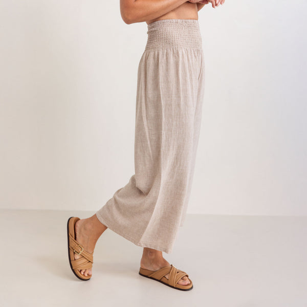 SEE SAW Shirring Pants in Natural