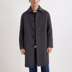 WAX LONDON Stan Double Face Check Wool Coat in Navy/Brown