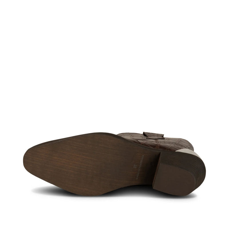 SHOE THE BEAR Nancy Western Croco Boots in Dark Brown