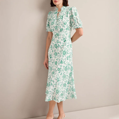 CEFINN Irina Maxi Dress in Green Palm Floral Print