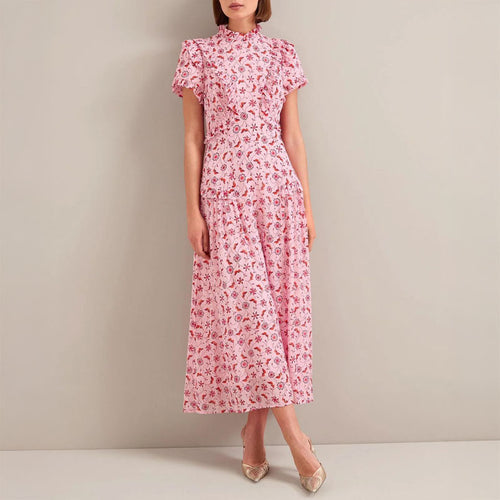CEFINN Mirabel Maxi Dress in Pink Floral Trellis Print