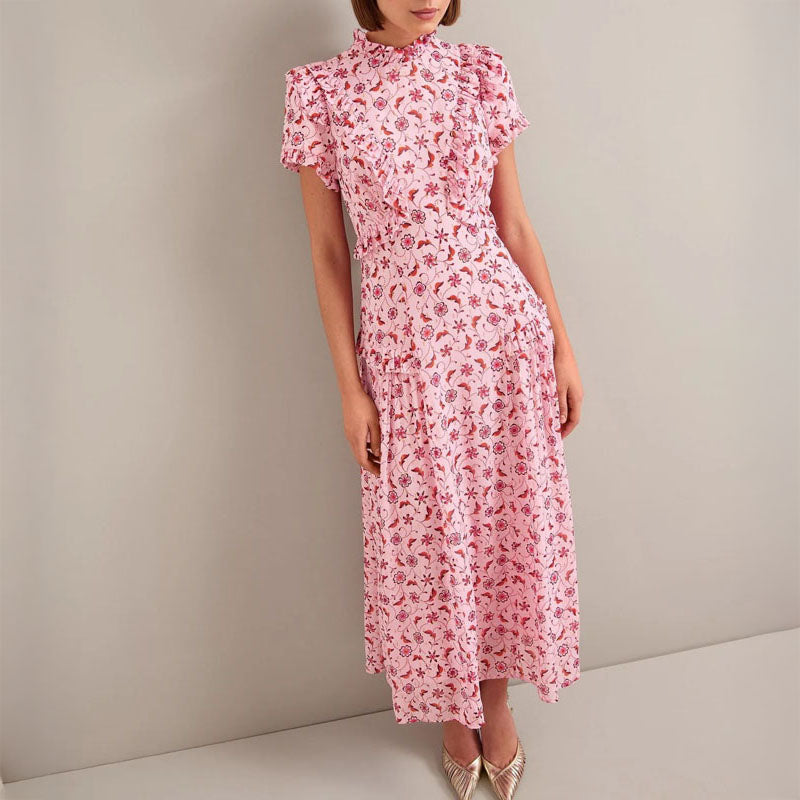 CEFINN Mirabel Maxi Dress in Pink Floral Trellis Print