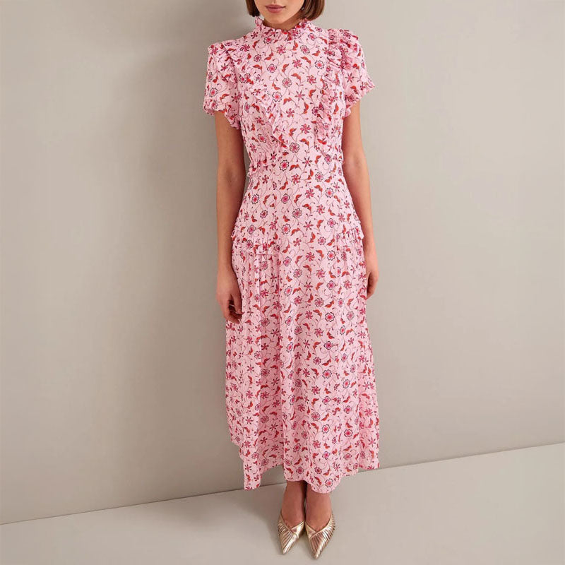 CEFINN Mirabel Maxi Dress in Pink Floral Trellis Print