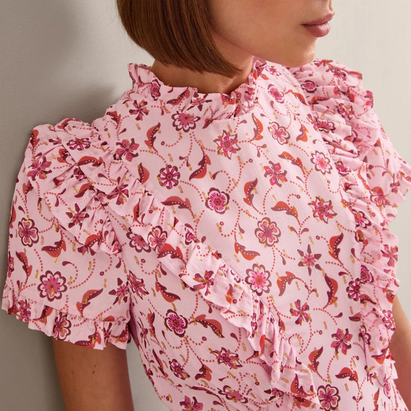 CEFINN Mirabel Maxi Dress in Pink Floral Trellis Print