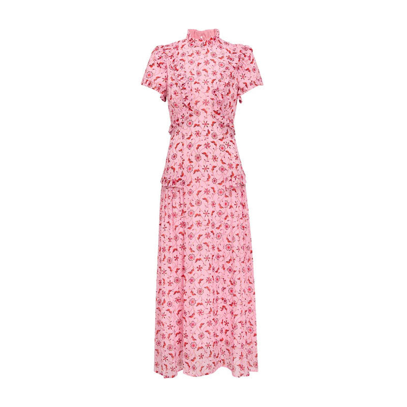 CEFINN Mirabel Maxi Dress in Pink Floral Trellis Print