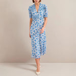 CEFINN Viola Maxi Dress in White/Blue Paisley Print