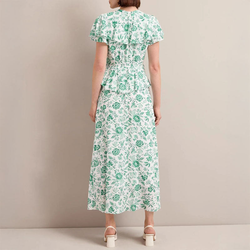 CEFINN Vivienne Maxi Dress in Green Palm Floral Print